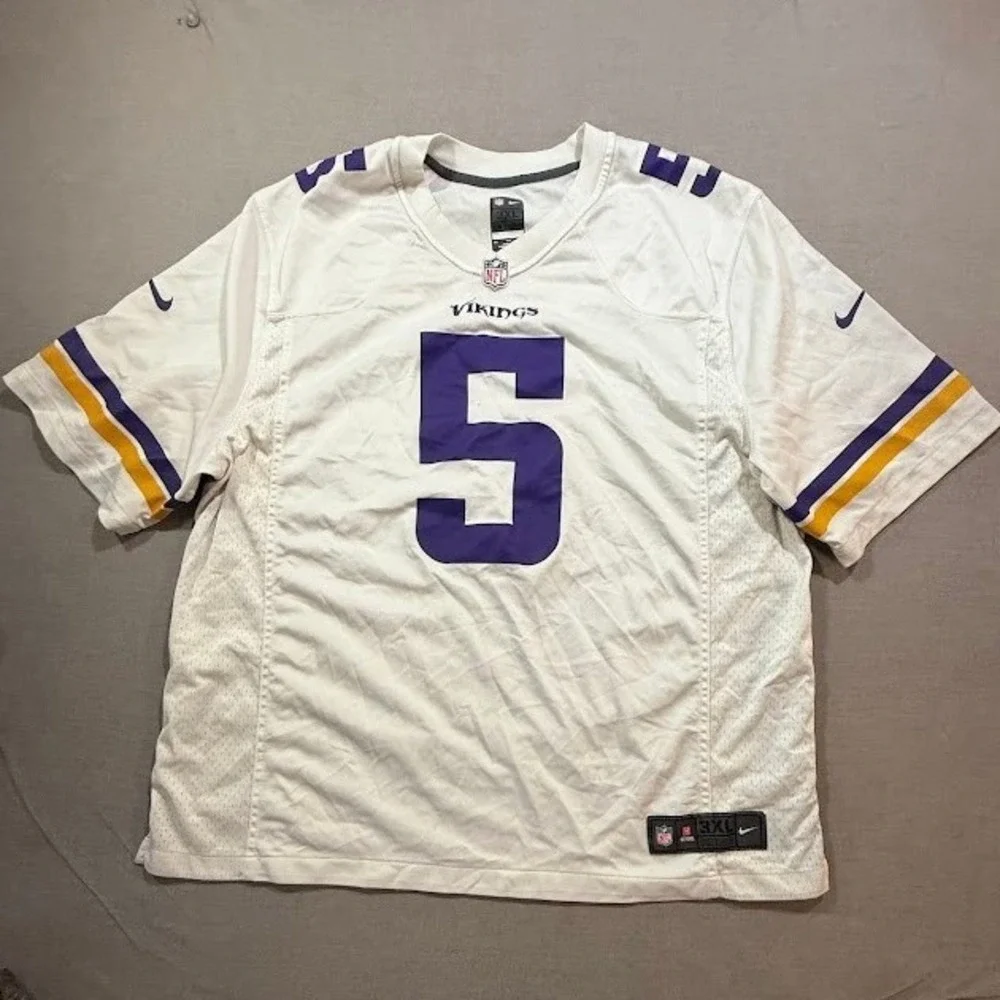 Minnesota Vikings Bridgewater #5 NFL Football Jersey White 3XL Nike On‎ Field